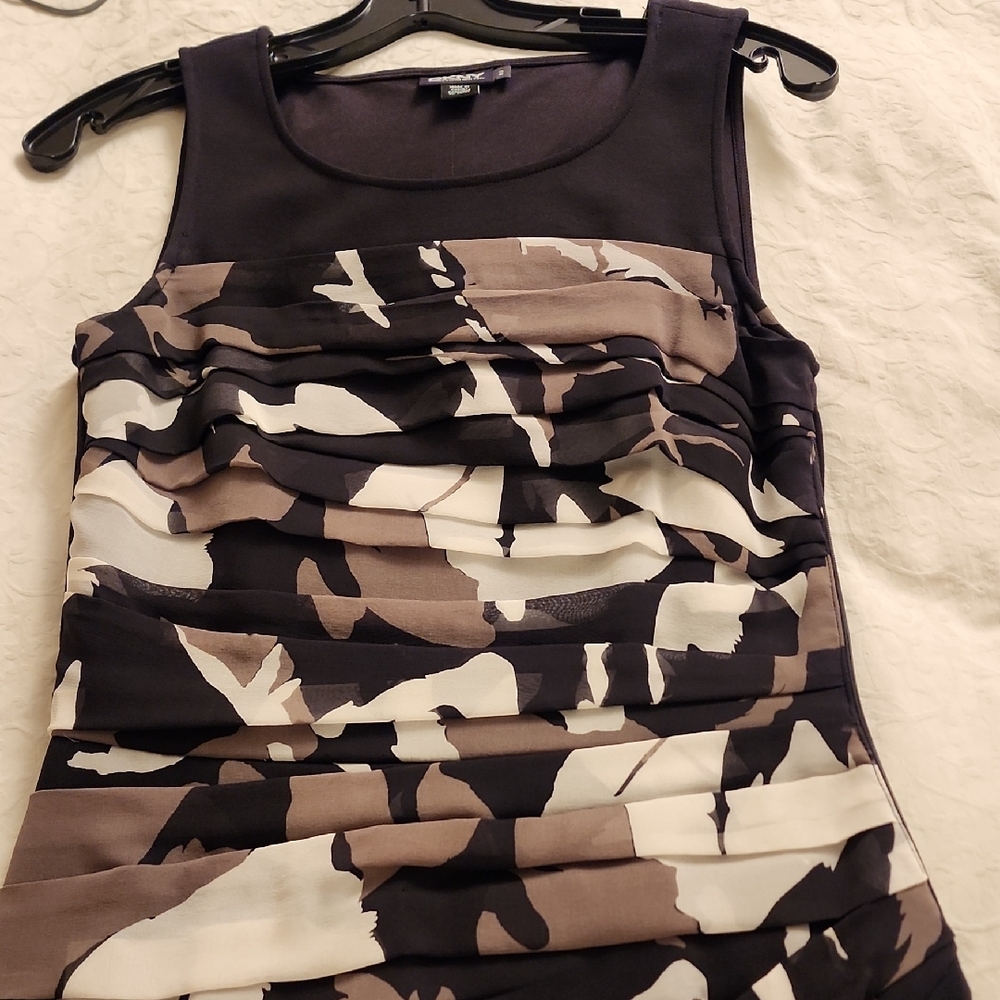 Dkny Abstract Camo Patterned Layered Chiffon Dress - image 6